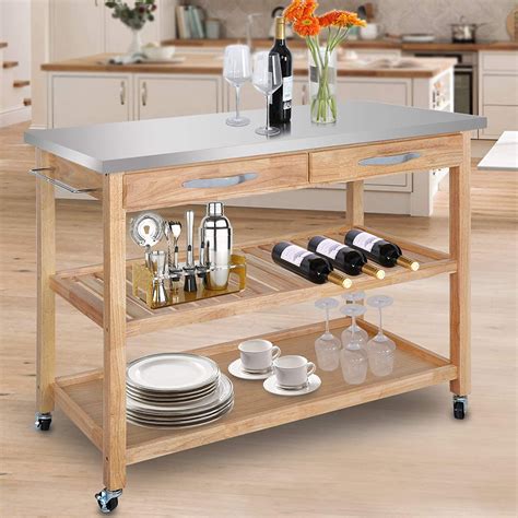 stainless steel rolling kitchen cart